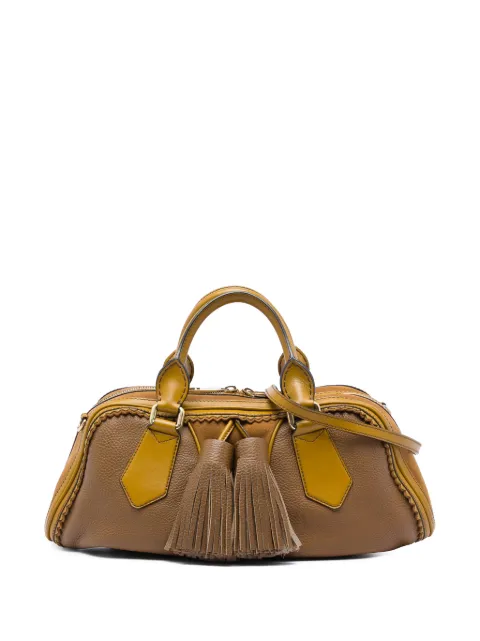 Burberry Pre-Owned 1997-2017 Prorsum Grained Calfskin and Suede Tassel Hedwig satchel Yellow S8OFYIT95UMWI0PJ