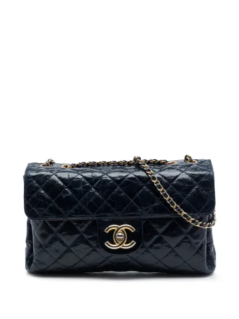 CHANEL Pre-Owned 2010-2011 CC Quilted Crackled Glazed Calfskin Accordion Flap shoulder bag Blue R274J2D9NOGLT73P