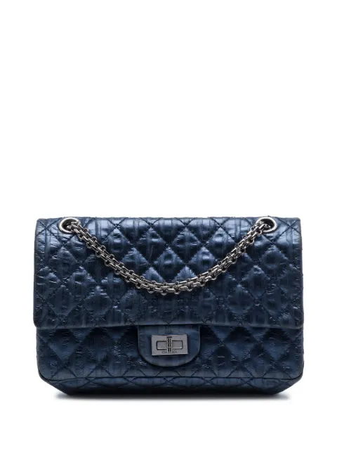 CHANEL Pre-Owned 2008-2009 Quilted Metallic Striped Aged Calfskin Reissue 2.55 Accordion Flap 225 shoulder bag Blue KL9Z4M3O9P91YJMJ