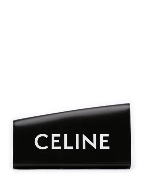 Celine Pre-Owned 2022 Leather Asymmetric Logo clutch bag Black HKMCA9KAIUXLJ97S