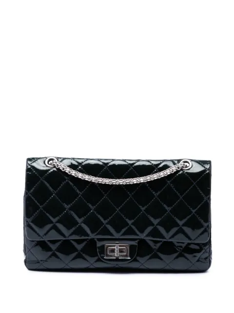 CHANEL Pre-Owned 2009-2010 Quilted Patent Reissue 2.55 Double Flap 227 shoulder bag Blue E3LF4TQ7TUFK7YK5
