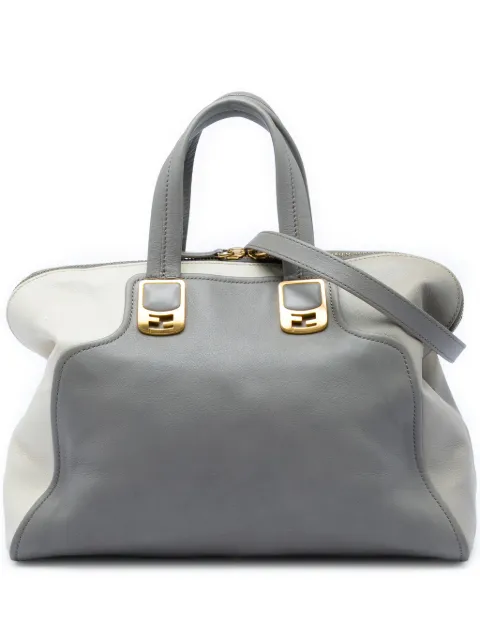 Fendi Pre-Owned 2010-2026 Large Leather Colorblock Chameleon satchel Grey CLP6KWQD6ZXOCBH1
