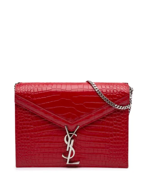Saint Laurent Pre-Owned 2019 Croc Embossed Leather Monogram Cassandra Clasp Bag crossbody bag Red CDWOJSD6ZK75E6MA