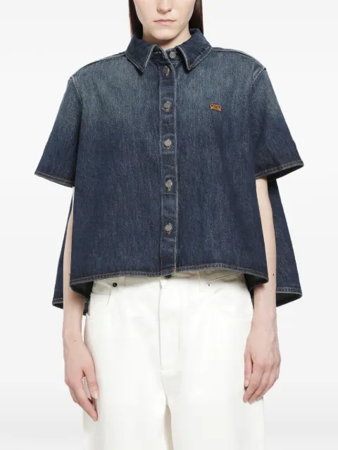 LOEWE logo-embroidery short-sleeve shirt Blue S359Y1DX27