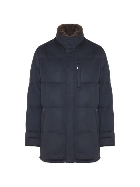 Enrico Mandelli padded shearling-trim coat Blue 2T790A4816