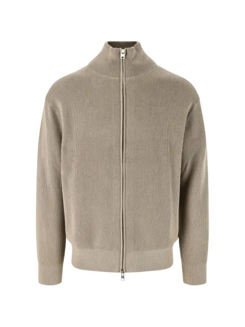 Closed ribbed-knit zip-up cardigan Neutrals C8626797P22