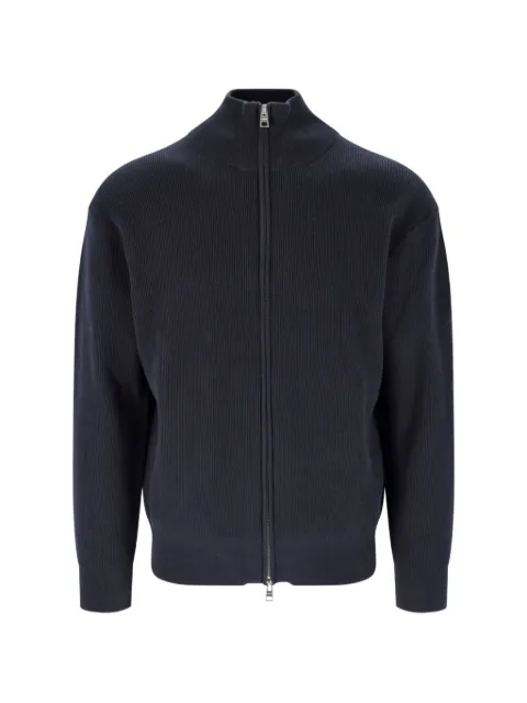 Closed ribbed-knit zip-up cardigan Blue C8626797P22