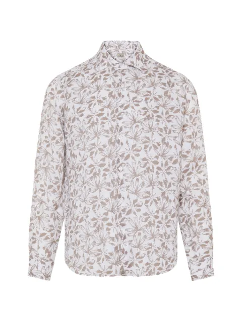 Sonrisa leaf-print long-sleeve shirt White 5132