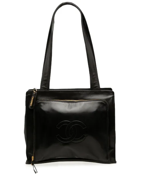 CHANEL Pre-Owned 1996-1997 CC Lambskin Front Zip Pocket tote bag Black JFY4VEW5FJ3AD8MP