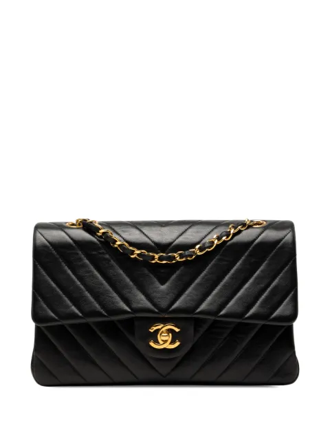 CHANEL Pre-Owned 1994-1994 Medium Classic Chevron Lambskin Double Flap shoulder bag Black AGALS3WZGY68RXVP