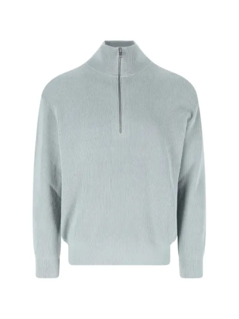 Closed ribbed-knit half-zip sweater Blue C8606397P22