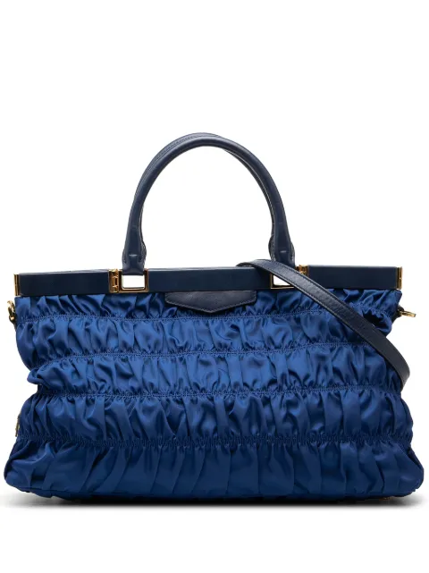 Prada Pre-Owned 2013-2026 Tessuto Gaufre Frame satchel Blue 33B12XPO0XZAVFYO