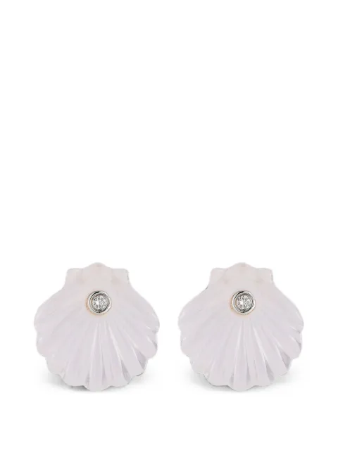 Mateo Venus carved shell diamonds earrings Gold CARVEDROSEQUARTZVENUSSHELLSTUDS