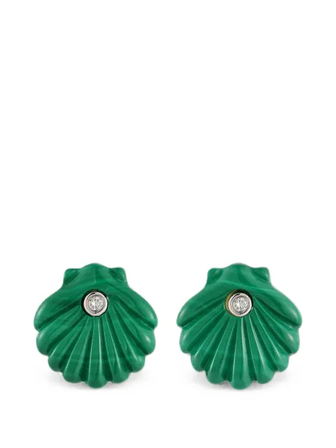 Mateo Venus carved malachite and diamonds earrings Gold CARVEDMALACHITEVENUSSHELLSTUDS