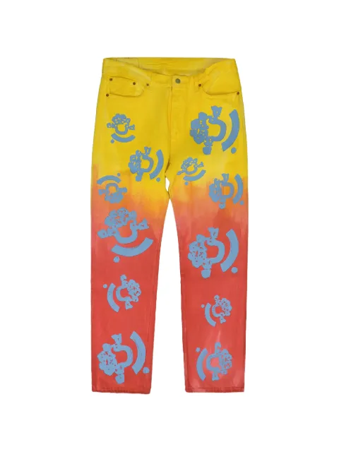 Denim Tears Bstroy 501 graphic-print jeans Yellow DT742