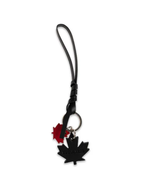 DSQUARED2 maple-leaf leather keyring Black SGM003012900001