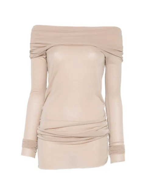 Rick Owens off-shoulder log-sleeve T-shirt Neutrals RP02F5208JS