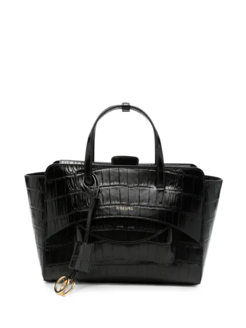 HIDESINS Flap M croc-effect leather tote bag Black FL12CCBLK