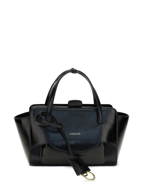 HIDESINS logo-print leather tote bag Black FL13CR