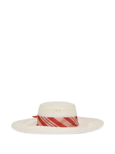 Ermanno Scervino wide-brim vichy-print hat White D483V310QAS