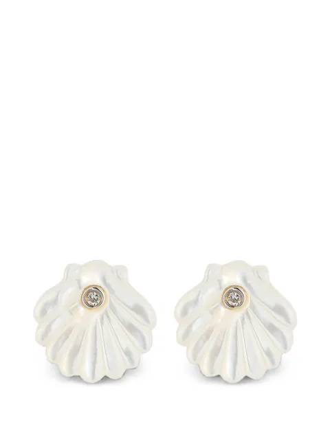 Mateo Venus shell diamonds earrings Gold CARVEDMOTHEROFPEARLVENUSSHELLSTUDS