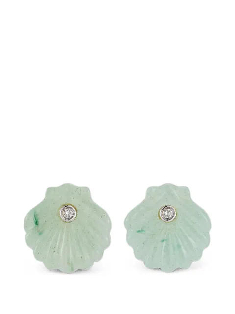 Mateo Venus shell-carved jade and diamonds earrings Gold CARVEDJADEVENUSSHELLSTUDS