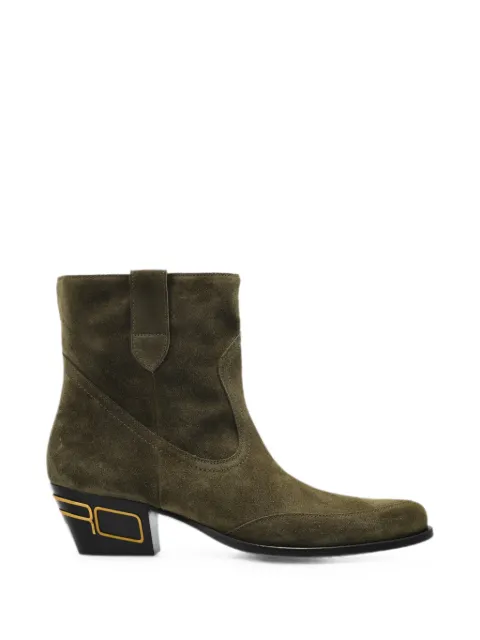 ETRO logo-plaque suede ankle boots Green WS4B0010A