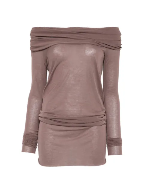 Rick Owens off-shoulder long-sleeve T-shirt Brown RP02F5208JS