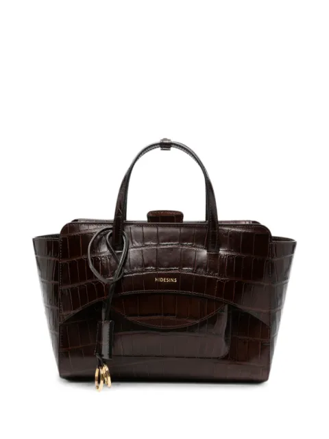 HIDESINS Flap M croc-effect leather tote bag Brown FL12CCBRN