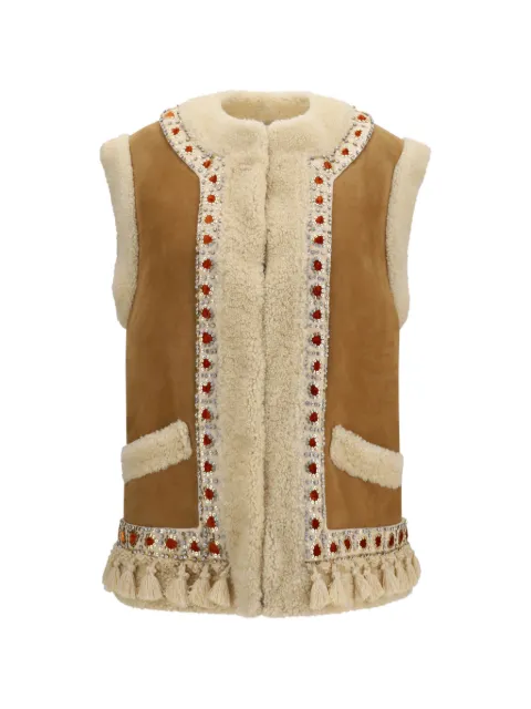 Valentino Garavani embellished tassel-trim gilet Brown 9B3NL0AD9FC