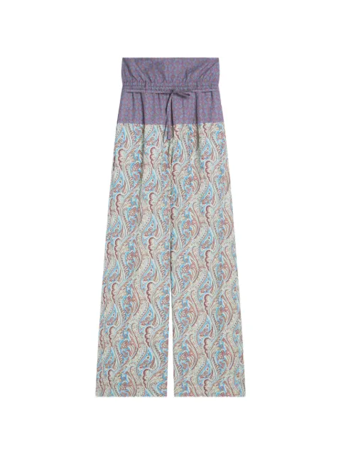 DRIES VAN NOTEN contrast-waist jacquard pants Blue 2620209174026
