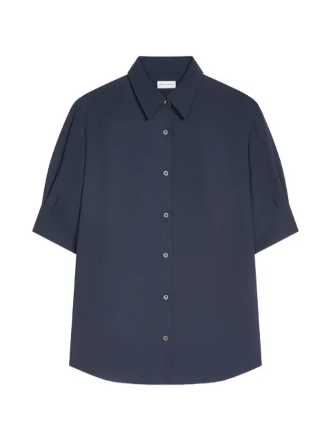 DRIES VAN NOTEN cuffed crepe shirt Blue 2620107254210