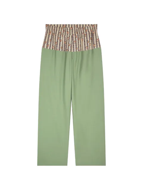 DRIES VAN NOTEN contrast-waist pants Green 2620209114265