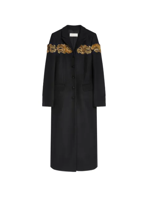 DRIES VAN NOTEN embroidered wool coat Black 2620102284216