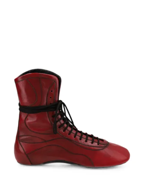 DRIES VAN NOTEN leather high top sneakers Red 2620217090103