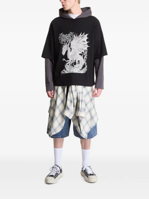 WASTED Balaur Age layered-sleeve hoodie Black WP000375
