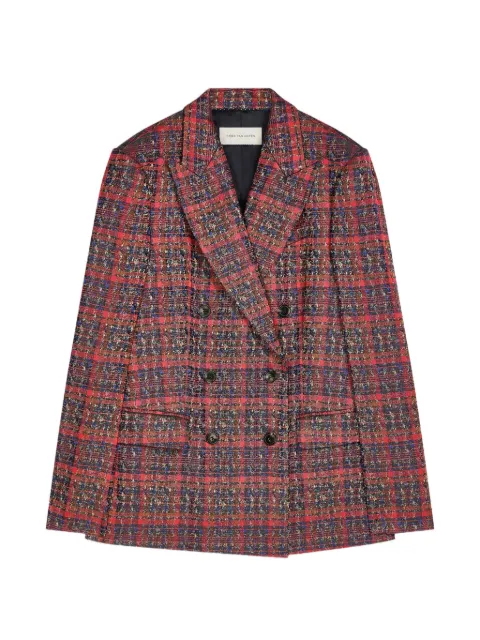 DRIES VAN NOTEN double-breasted jacquard blazer Red 2620104004345
