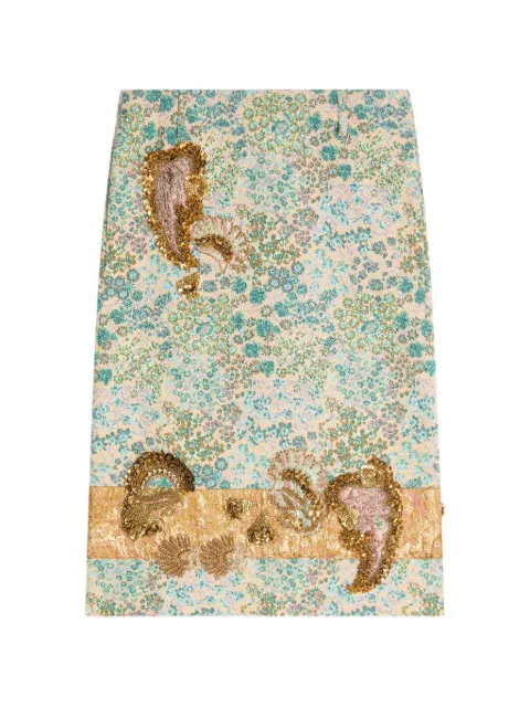 DRIES VAN NOTEN embroidered floral skirt Neutrals 2620108234267
