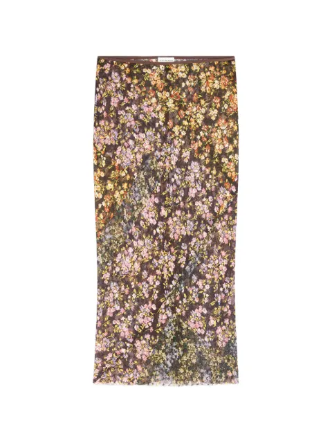 DRIES VAN NOTEN jacquard midi skirt Brown 2620108024157