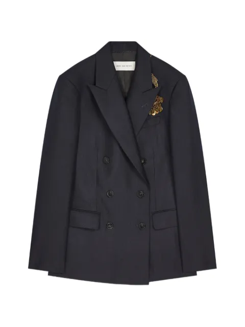 DRIES VAN NOTEN embroidered double-breasted blazer Blue 2620104194193