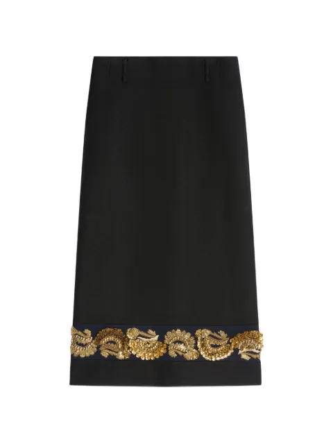 DRIES VAN NOTEN long embroidered wool skirt Black 2620108264216