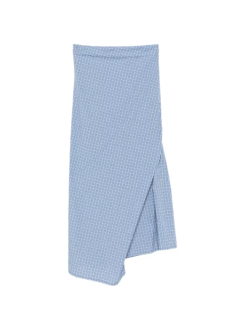 6397 gingham-check asymmetric wrap skirt Blue NS089