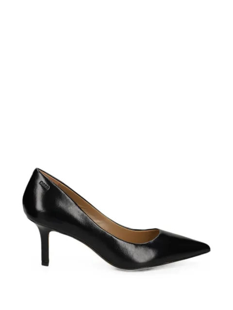 BOSS Miah heeled leather pumps with debossed logo Black 50573442
