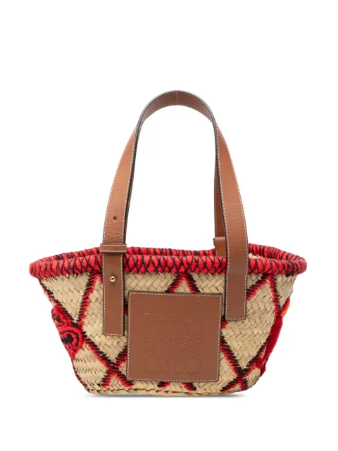 Loewe Pre-Owned 2019 Small Raffia Animal Embroidered Anagram Basket tote bag Neutrals ZYS2MAH5Q59UWFEK