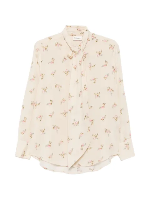 P.A.R.O.S.H. floral-print pussy-bow shirt Neutrals D381310