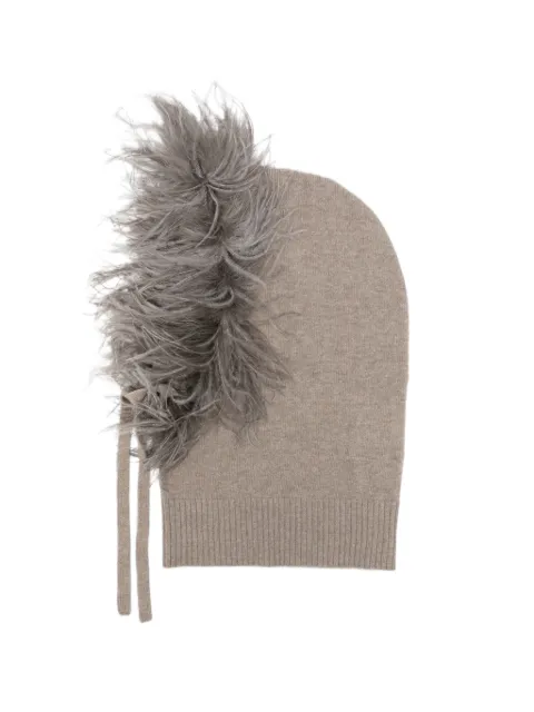 P.A.R.O.S.H. feather-embellished wool beanie Grey D000091