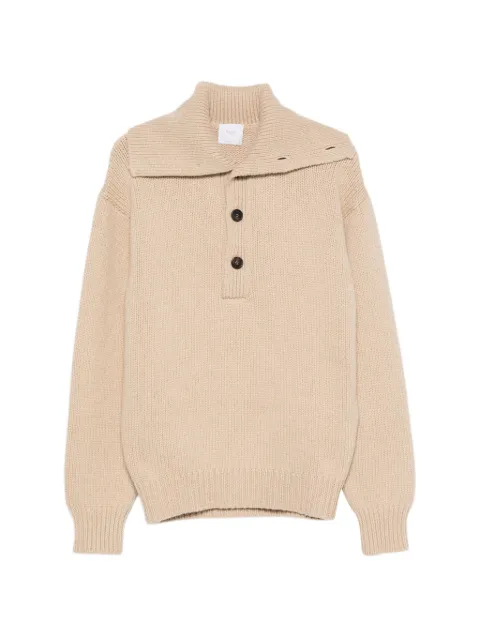 Malo button-fastening ribbed-collar knit Neutrals UXC210FOD05