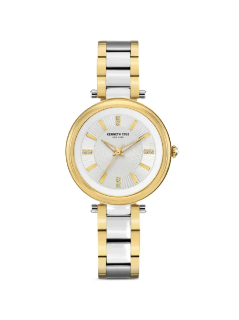 KENNETH COLE crystal-embellished sunray 35mm watch White KC50961003