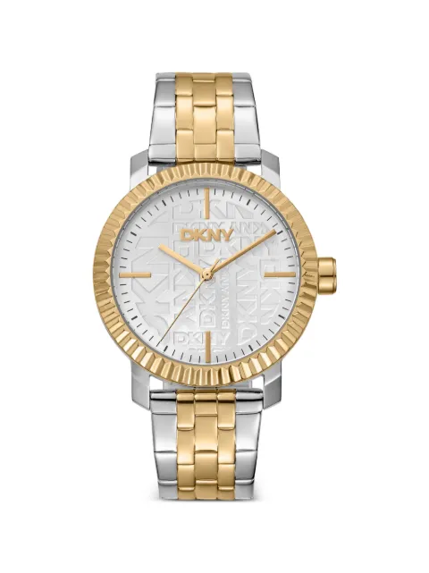 DKNY fluted-bezel logo-dial 36mm watch Silver DK1L053M0045