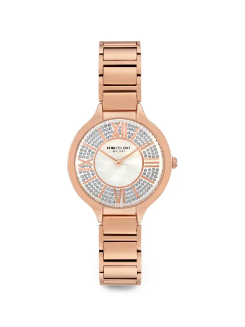 KENNETH COLE crystal-embellished mother-of-pearl 33mm watch White KC51054002